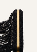 Load image into Gallery viewer, LELIA CLUTCH BLACK FRINGE WITH CRYSTALS