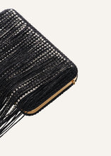 Load image into Gallery viewer, LELIA CLUTCH BLACK FRINGE WITH CRYSTALS