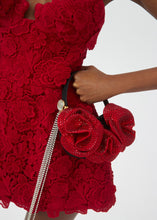 Load image into Gallery viewer, MICRO VESNA BLACK SATIN WITH RED CRYSTALS