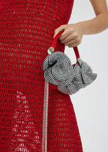 Load image into Gallery viewer, MICRO VESNA RED SATIN WITH BLACK CRYSTALS