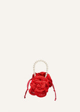 Load image into Gallery viewer, PF23 MAGDA BAG RED SATIN CROCHET PEARL