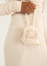 Load image into Gallery viewer, PF23 SMALL MAGDA BAG CREAM SATIN CROCHET PEARL
