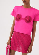 Load image into Gallery viewer, Crochet mini skirt in fuchsia
