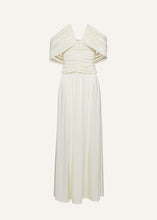 Load image into Gallery viewer, V neck ruched wrap maxi dress in cream