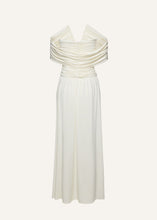 Load image into Gallery viewer, V neck ruched wrap maxi dress in cream