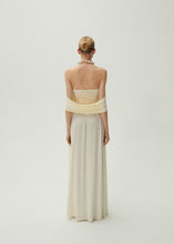 Load image into Gallery viewer, V neck ruched wrap maxi dress in cream