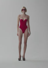 Load and play video in Gallery viewer, Retro bustier swimsuit in red