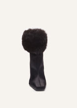 Load image into Gallery viewer, AW23 ANKLE BOOTS SATIN BLACK FAUX FUR

