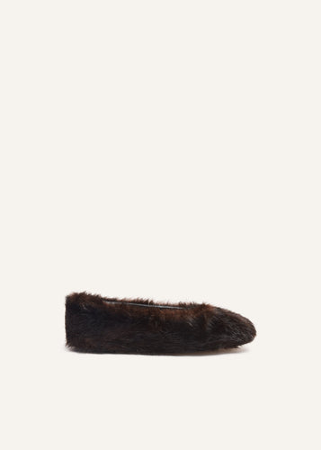 AW23 BALLET FLATS FAUX FUR BLACK