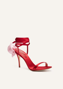 AW23 FLOWER SHOES SATIN RED PINK 9