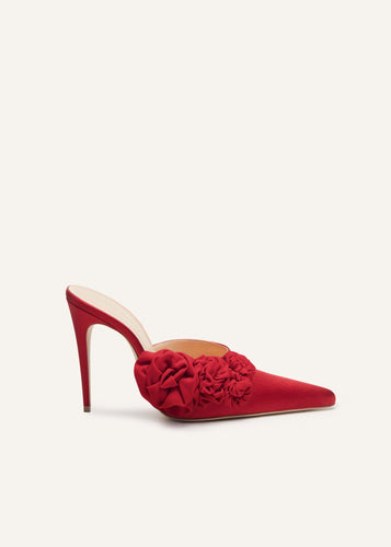 AW23 HIGH MULES SATIN RED PATCH RED