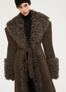 AW23 LEATHER 01 SHEARLING COAT BROWN
