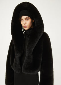 AW23 LEATHER 13 JACKET BLACK FAUX FUR