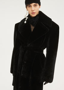 AW23 LEATHER 16 SHEARLING COAT BLACK