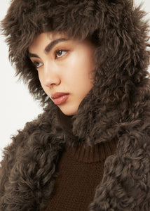 AW23 LEATHER 22 HAT SHEARLING BROWN