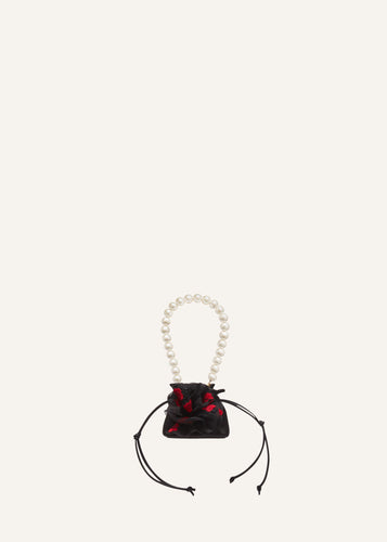 AW23 MICRO MAGDA BAG BLACK EMBROIDERY PEARL