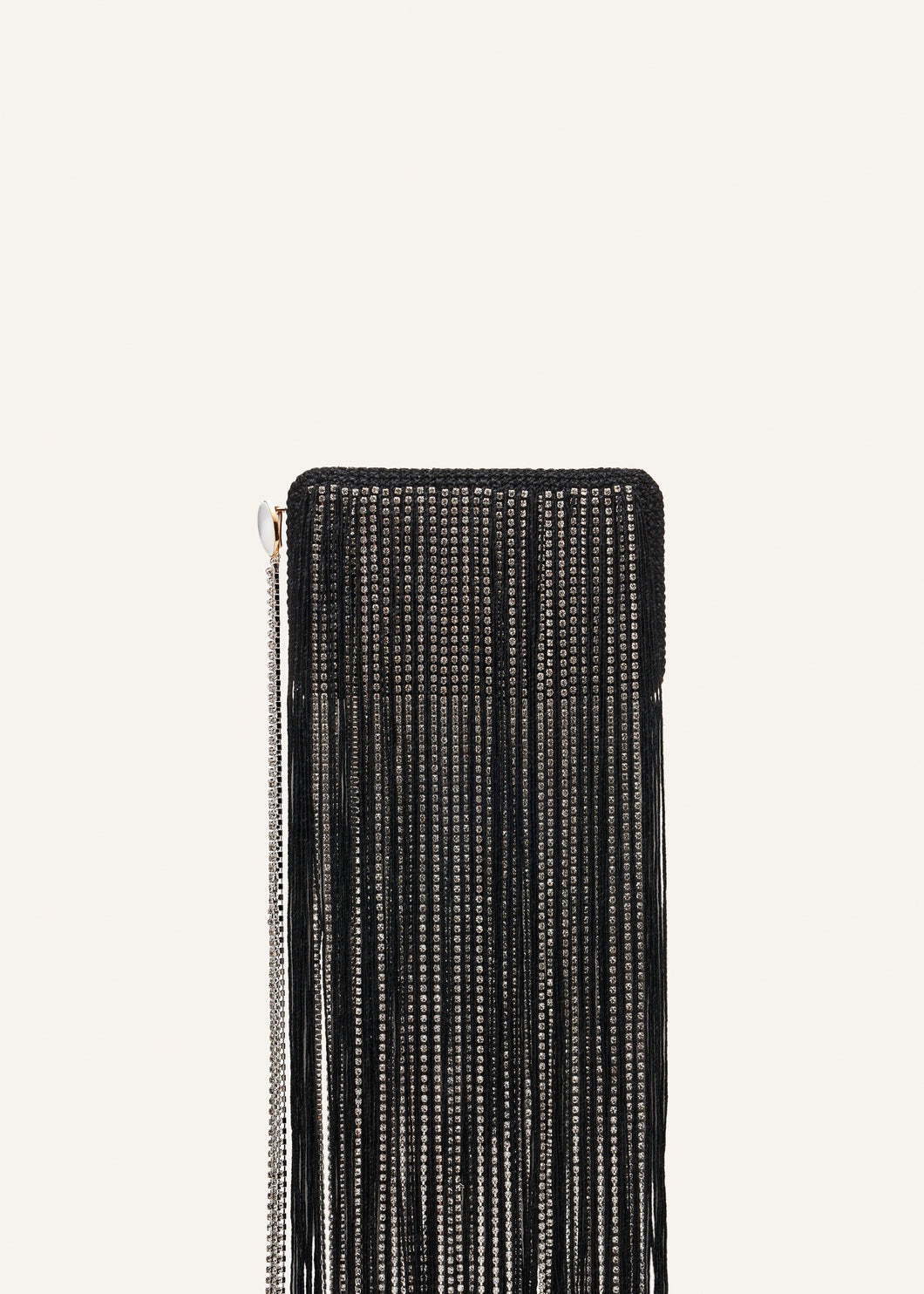 LELIA CLUTCH BLACK FRINGE WITH CRYSTALS