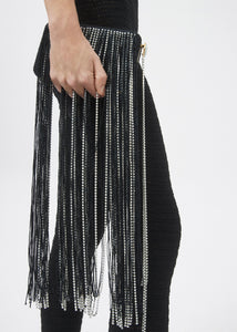 LELIA CLUTCH BLACK FRINGE WITH CRYSTALS