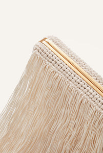 LELIA CLUTCH CREAM FRINGE CROCHET