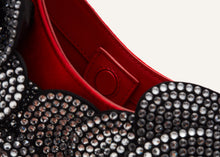 Load image into Gallery viewer, MICRO VESNA RED SATIN WITH BLACK CRYSTALS
