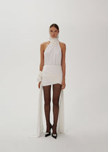 Load image into Gallery viewer, Double sash draped mini skirt in white
