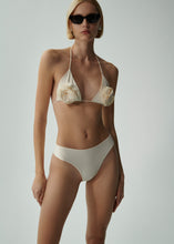 Load image into Gallery viewer, Floral strappy triangle bikini top in cream
