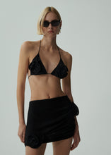 Load image into Gallery viewer, Crepe rose mini skirt in black
