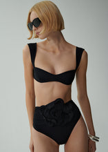 Load image into Gallery viewer, Retro bustier swim top in black
