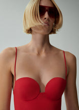 Load image into Gallery viewer, Retro bustier swimsuit in red
