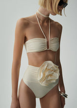 Load image into Gallery viewer, High-waisted flower appliqué swim bottom in cream
