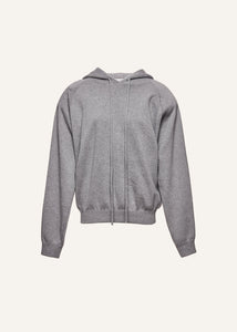 Hooded knit sweater in grey