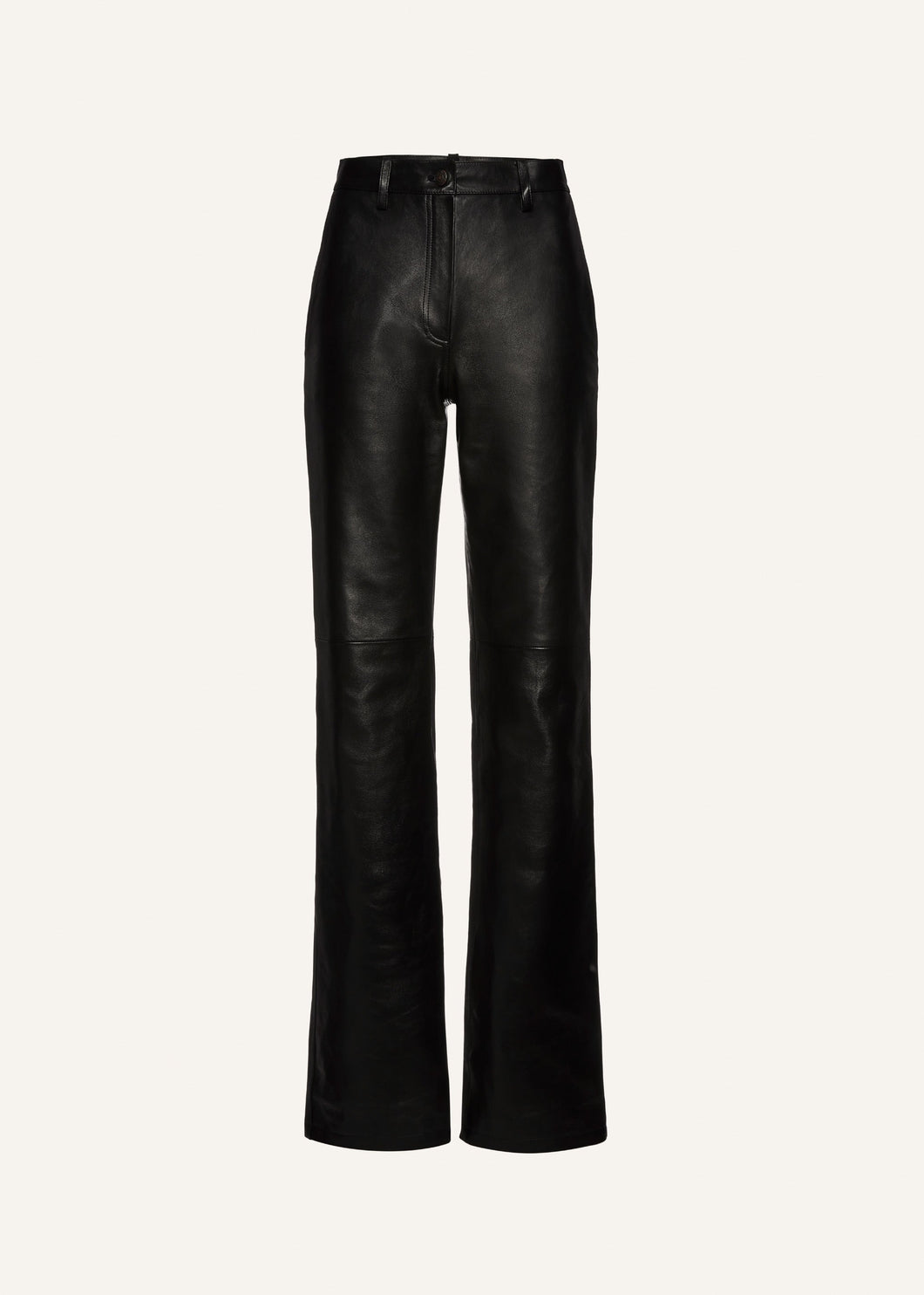 Flared leather pants in black