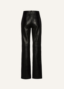 Flared leather pants in black