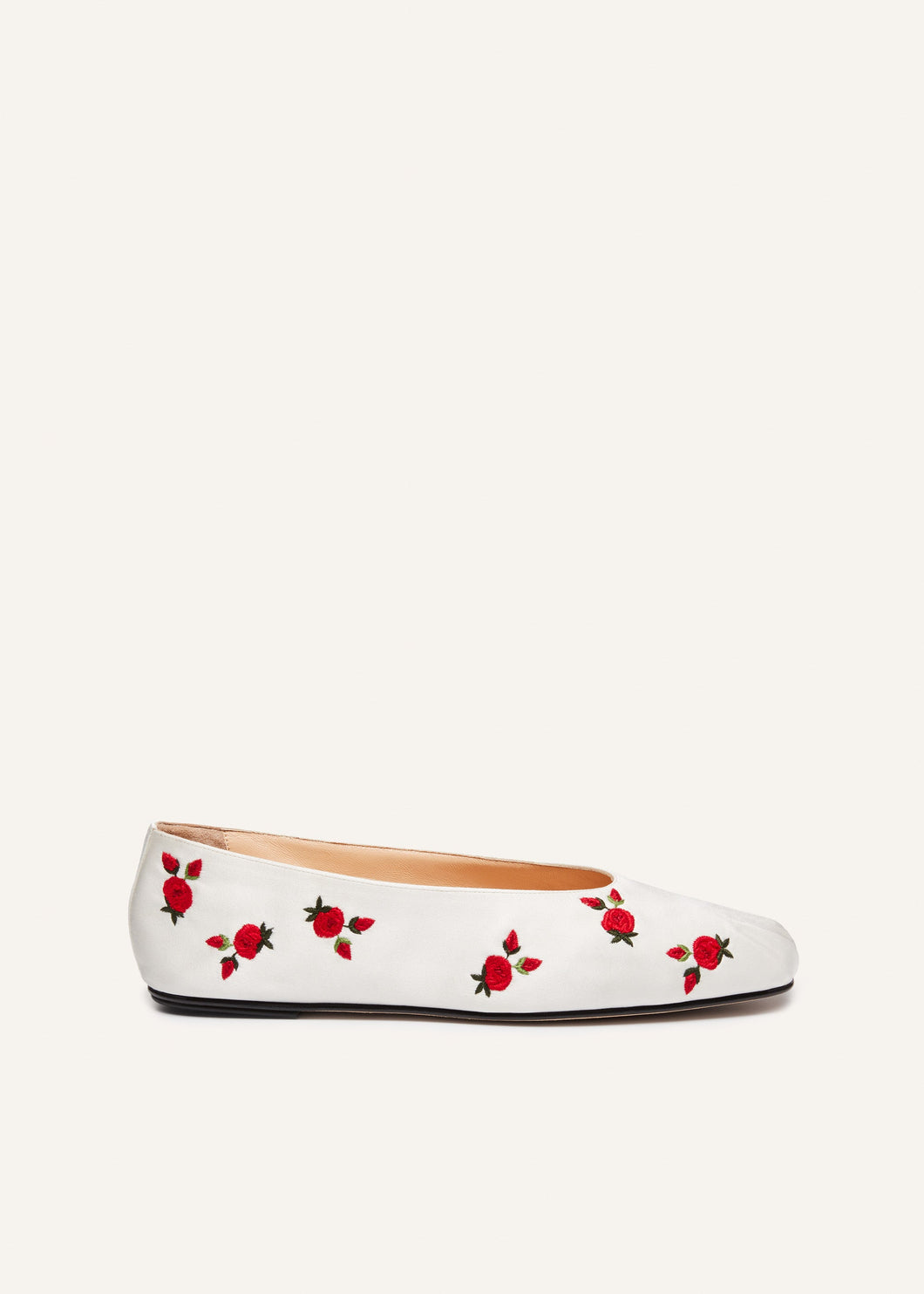 PF23 BALLET FLATS EMBROIDERY SATIN CREAM