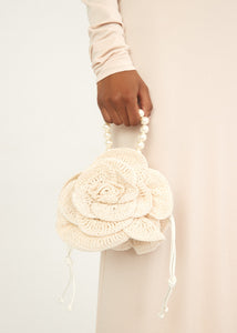 PF23 MAGDA BAG CREAM SATIN CROCHET PEARL