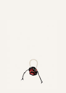 Micro pearl Magda bag in black floral print