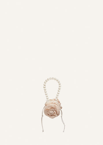 PF23 SMALL MAGDA BAG CREAM SATIN CROCHET PEARL