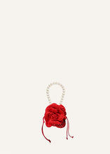 Load image into Gallery viewer, PF23 SMALL MAGDA BAG RED SATIN CROCHET PEARL
