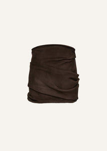 PF24 LEATHER 14 SKIRT BROWN SUEDE