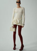 Load image into Gallery viewer, Crinkle taffeta rose mini skirt in cream

