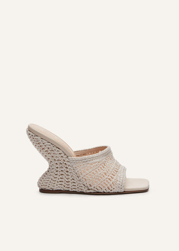 RE22 MULE WEDGE CREAM CROCHET