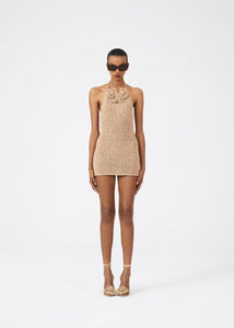 RE23 CROCHET 04 DRESS BEIGE