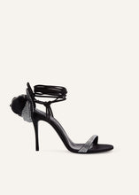 Load image into Gallery viewer, RE23 FLOWER SHOES BLACK SATIN BLACK FLOWER WITH STRASS
