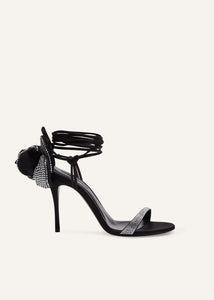 RE23 FLOWER SHOES BLACK SATIN BLACK FLOWER WITH STRASS