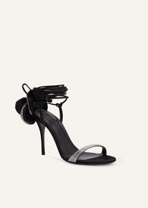 RE23 FLOWER SHOES BLACK SATIN BLACK FLOWER WITH STRASS