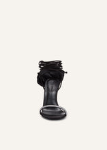 Load image into Gallery viewer, RE23 FLOWER SHOES BLACK SATIN BLACK FLOWER WITH STRASS
