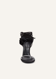 RE23 FLOWER SHOES BLACK SATIN BLACK FLOWER WITH STRASS