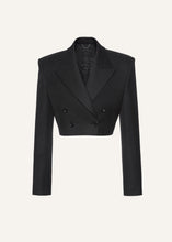 Load image into Gallery viewer, Cropped double breasted blazer in black
