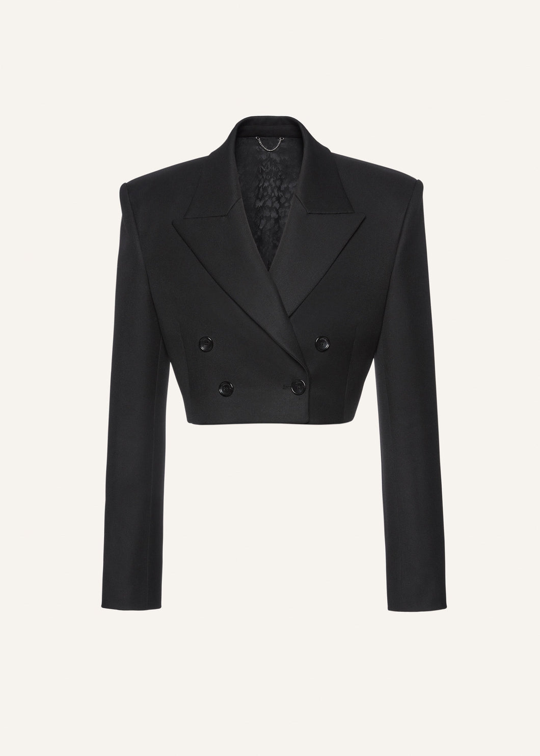 Cropped double breasted blazer in black