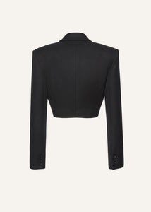 Cropped double breasted blazer in black